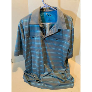 Adidas ClimaCool Men's light blue  Striped Short Sleeve Polo Shirt XL Golf